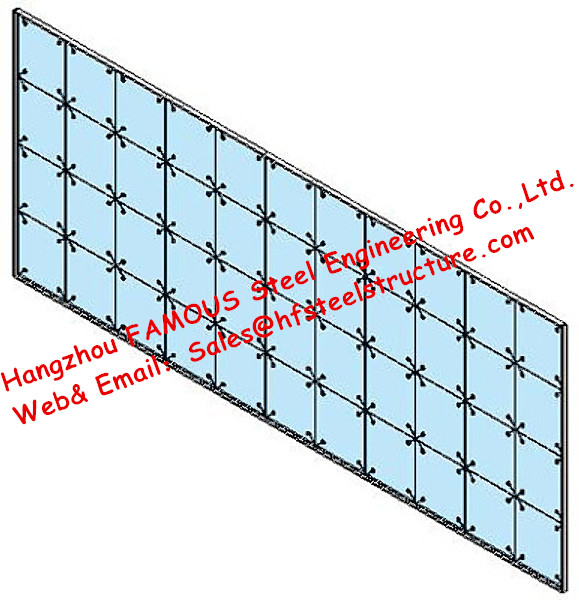 Starglass 체계를 지원하는 점에 의하여 고쳐지는 유리제 체계 외벽 케이블에 의하여 긴장되는 Façade 0